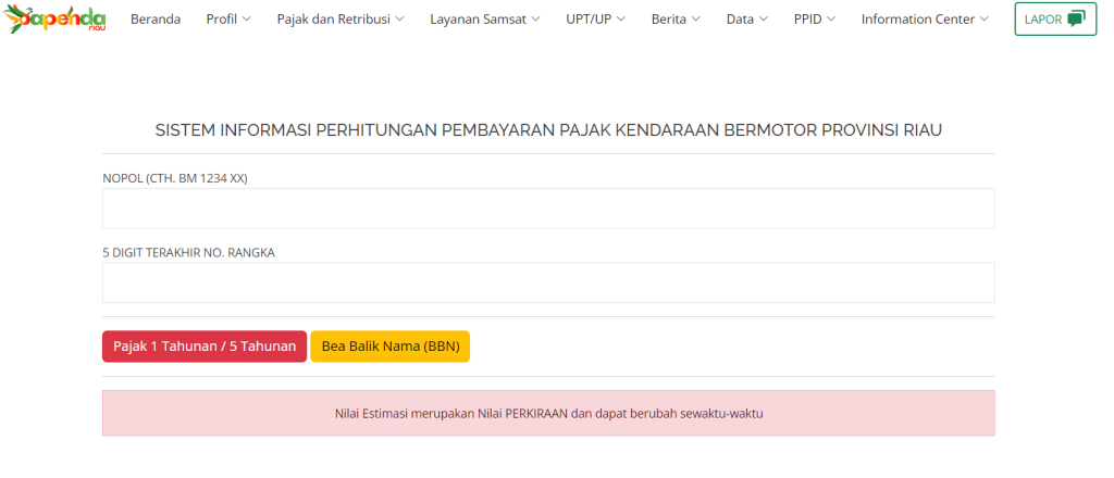 Cek Pajak Kendaraan Online di Website Bapenda Riau