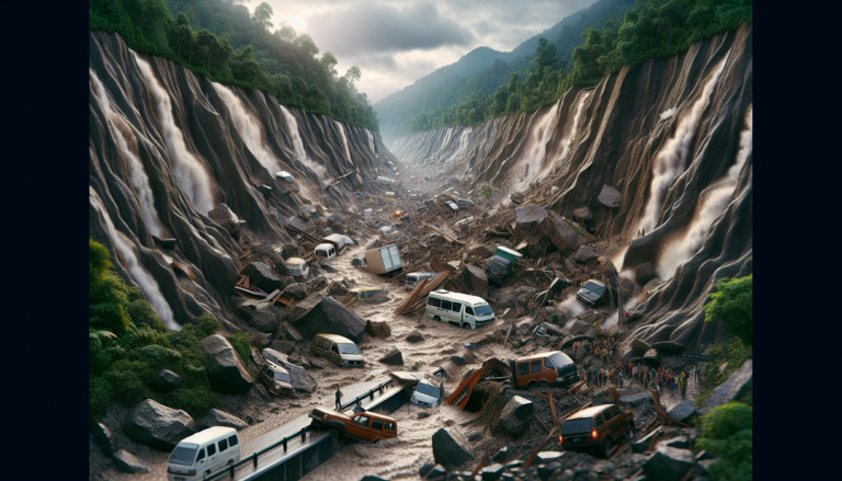 "alt_text": "Longsor di jalur Banjarbaru-Tanah Bumbu menyumbat akses vital, berdampak pada transportasi dan ekonomi."