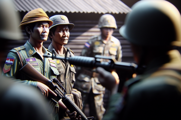 alt_text: Tentara Kamboja dan Thailand berdamai di perbatasan, simbolisasi akhir konflik.