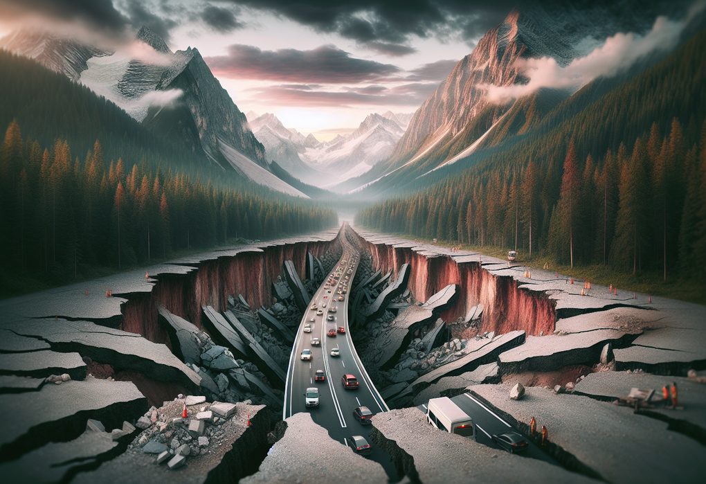 "alt_text": "Jalan amblas di Lamandau, lalu lintas terhenti di jalur vital."