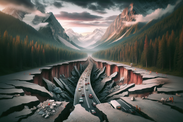 "alt_text": "Jalan amblas di Lamandau, lalu lintas terhenti di jalur vital."