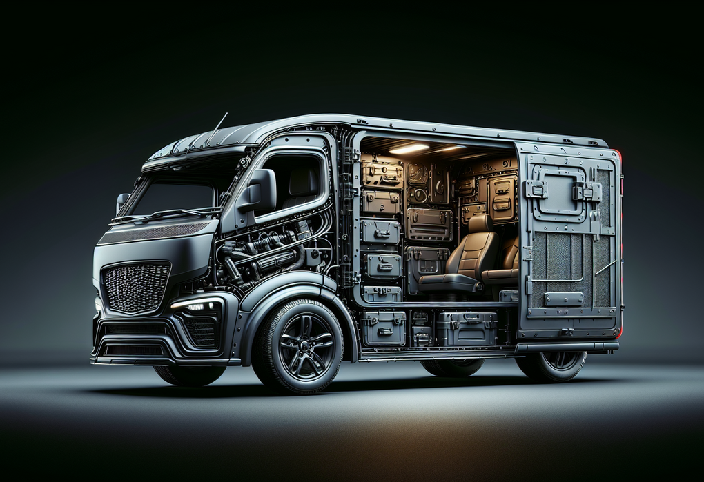 alt_text: Mobil dengan kompartemen rahasia untuk perjalanan, simbol tren kelam dalam dunia travel.