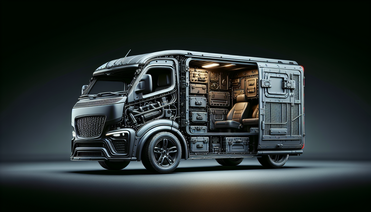 alt_text: Mobil dengan kompartemen rahasia untuk perjalanan, simbol tren kelam dalam dunia travel.