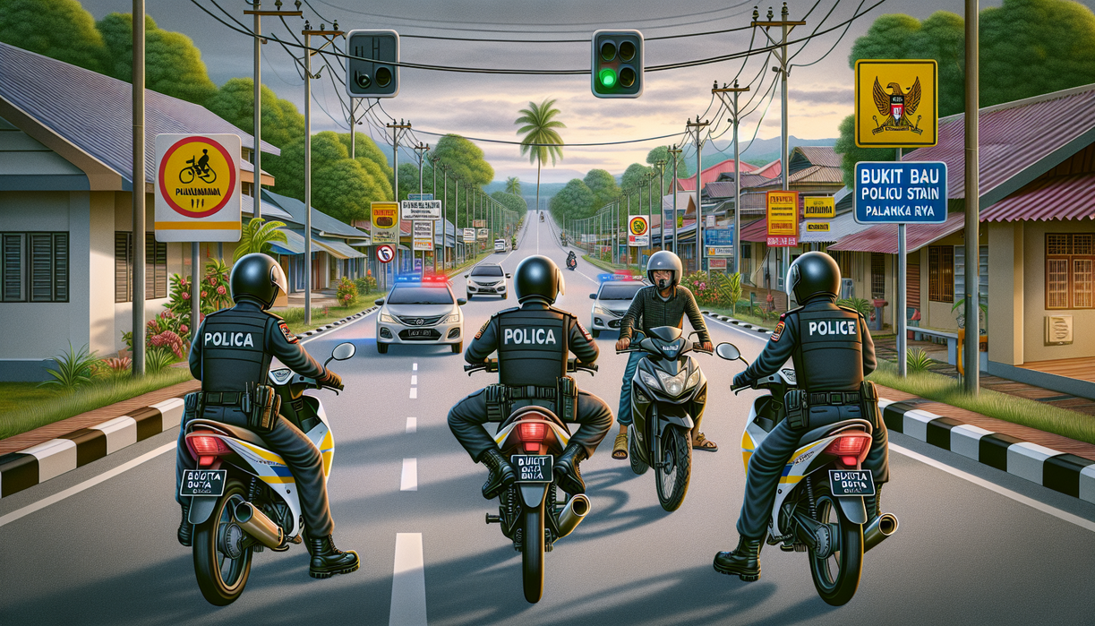 alt_text: Pengendara motor dengan knalpot bising ditindak tegas oleh polisi di Bukit Batu.