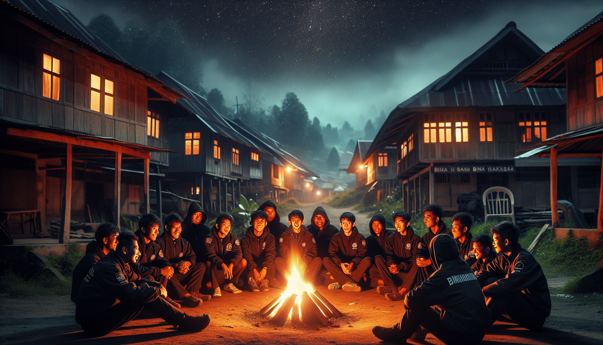 alt_text: Anggota Saka Wira Kartika memanjat tebing saat Persami, melatih keterampilan dan keberanian.