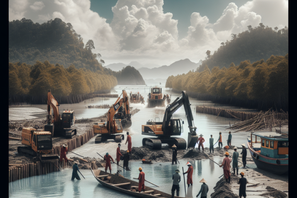 alt_text: Satgas mengelola sedimentasi dan menciptakan konten edukatif terkait lingkungan.