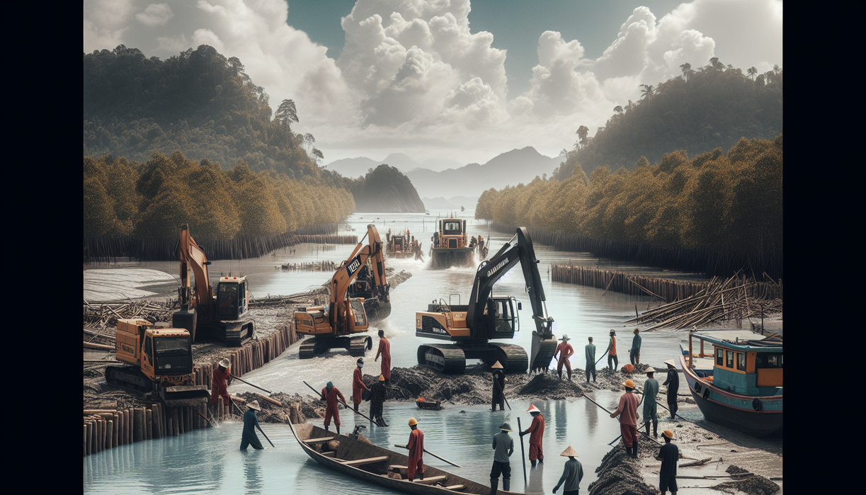 alt_text: Satgas mengelola sedimentasi dan menciptakan konten edukatif terkait lingkungan.