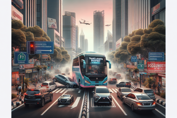 alt_text: Mobil melawan arah di jalur busway, menyebabkan kehebohan di media sosial. Viral baru?