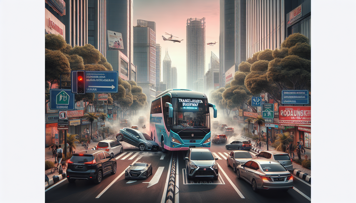 alt_text: Mobil melawan arah di jalur busway, menyebabkan kehebohan di media sosial. Viral baru?