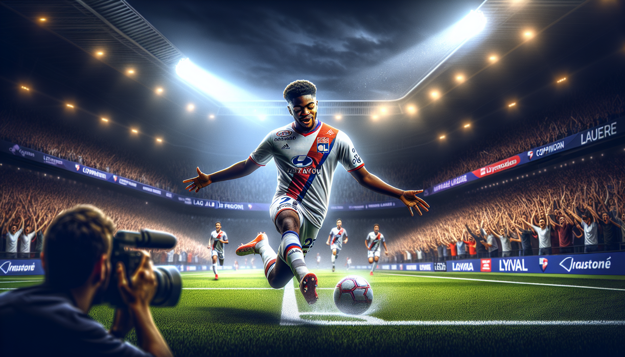 alt_text: Endrick mencetak gol gemilang saat Lyon menang besar di Coupe de France.