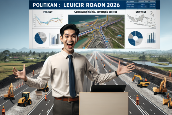 alt_text: Proyek pembangunan jalan Leucir 2026 dengan alat berat dan pekerja di lokasi.
