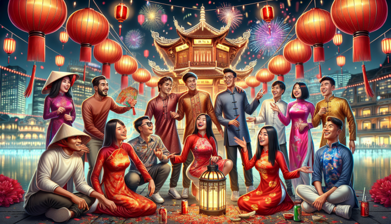 alt_text: Pesta Imlek 2026: Pemuda dari berbagai negara tampil di Vietnam merayakan budaya global.