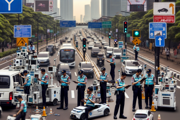 alt_text: "Jalan ramai di Jembatan BKT Rorotan, kendaraan terjebak macet saat jam perjalanan harian."