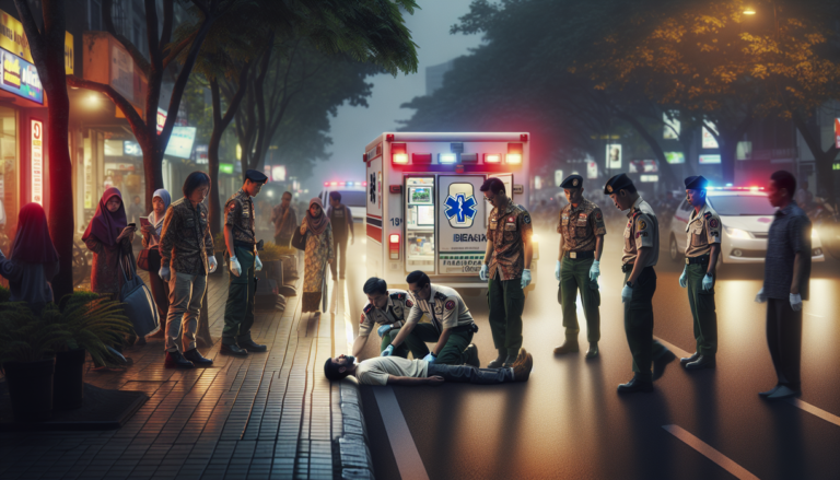 alt_text: Sebuah botol alkohol oplosan tergeletak di pinggir jalan dengan latar belakang kota yang suram.