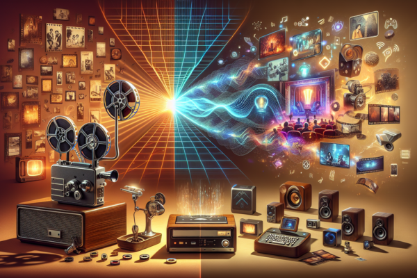 alt_text: Home Theater 2026 menampilkan transisi proyektor retro ke teknologi AI terkini.