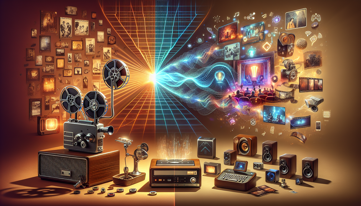 alt_text: Home Theater 2026 menampilkan transisi proyektor retro ke teknologi AI terkini.