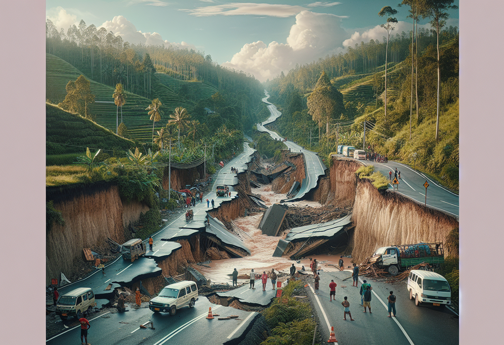 alt_text: Jalan berlubang Boltim-Kotamobagu, kurang perawatan, simbol diamnya perhatian pemerintah.