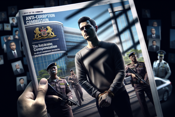 "alt_text": "Ilustrasi korupsi kuota haji yang mencemari kesucian ibadah."