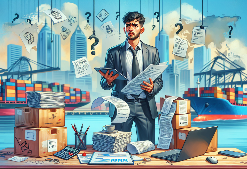 "alt_text": "Papan dengan tulisan 'Regulasi Impor: Peluang atau Jerat Hukum?' dalam konteks perdagangan."