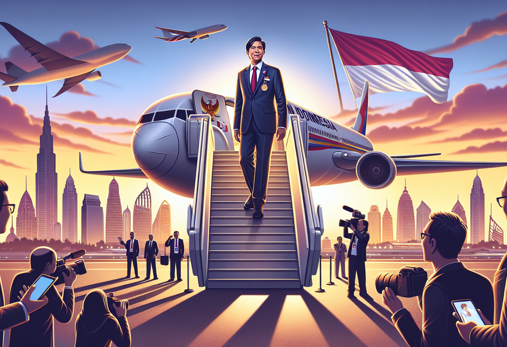 alt_text: Presiden selesai berpidato, perhatian penonton beralih kembali ke layar TV di ruangan itu.