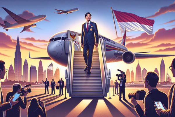 alt_text: Presiden selesai berpidato, perhatian penonton beralih kembali ke layar TV di ruangan itu.