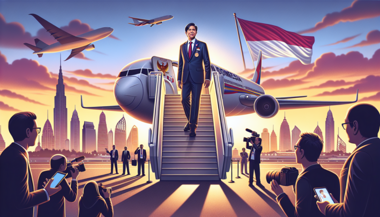 alt_text: Presiden selesai berpidato, perhatian penonton beralih kembali ke layar TV di ruangan itu.