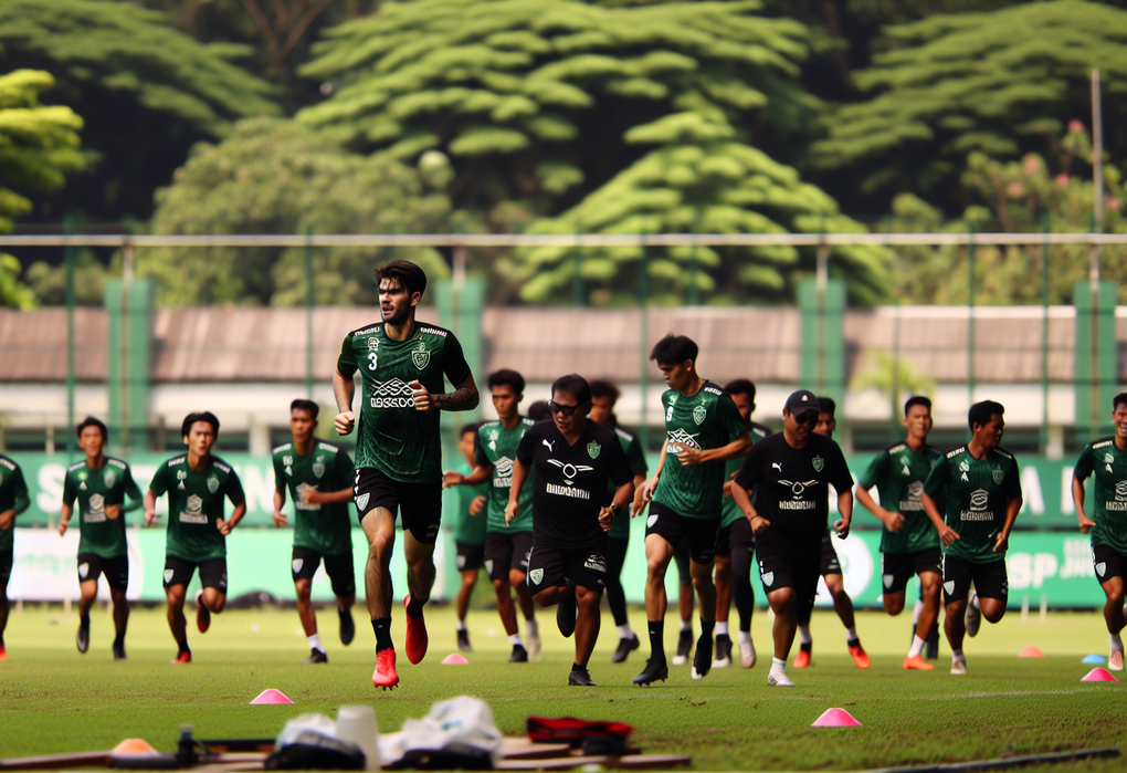 alt_text: Poster dengan tema PSS Sleman, teknologi sains sepakbola, dan teknik pemulihan fisik.