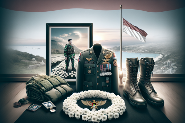 alt_text: Upacara pemakaman militer untuk Praka Rico, mengenang pengorbanan seorang prajurit TNI.