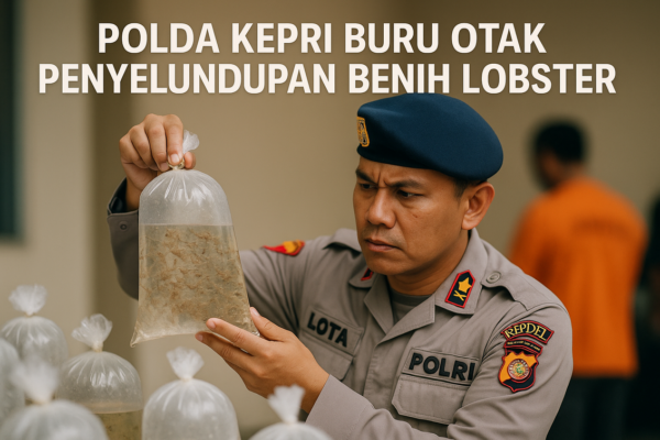 alt_text: Petugas Polda Kepri menyelidiki dalang di balik penyelundupan benih lobster ilegal.