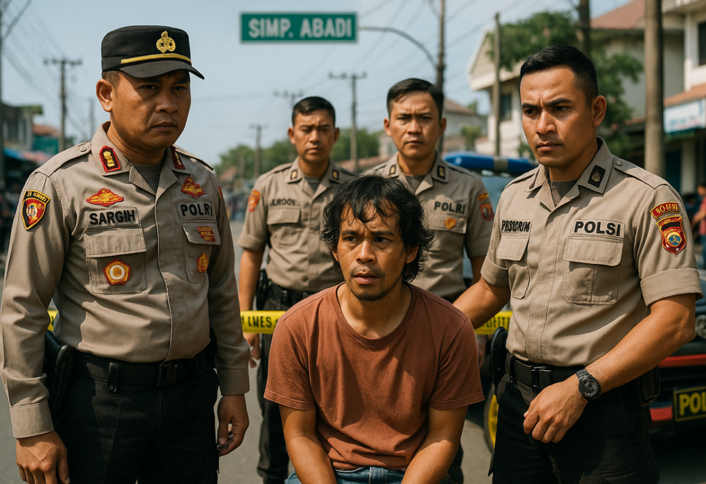 alt_text: Kantor Polsek Tanjung Morawa mengamankan pelaku pencurian rumah yang terlibat pembuatan konten.
