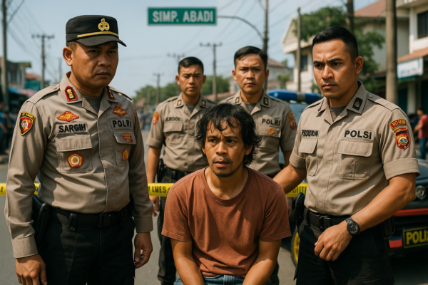 alt_text: Kantor Polsek Tanjung Morawa mengamankan pelaku pencurian rumah yang terlibat pembuatan konten.