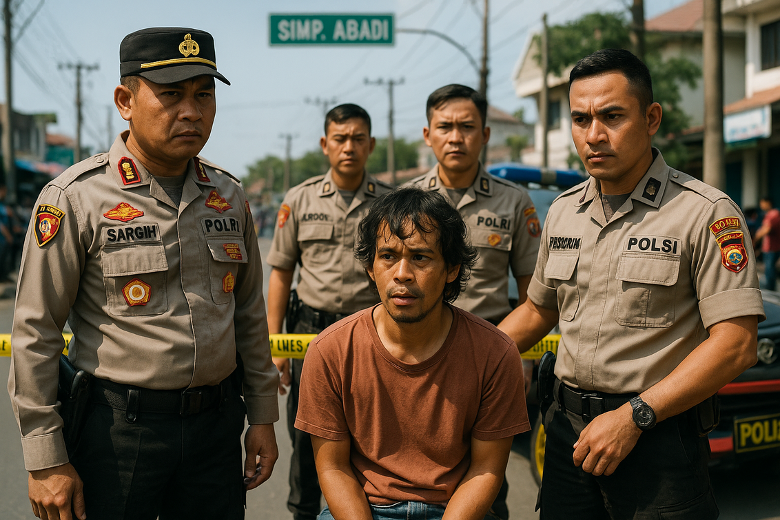 alt_text: Kantor Polsek Tanjung Morawa mengamankan pelaku pencurian rumah yang terlibat pembuatan konten.