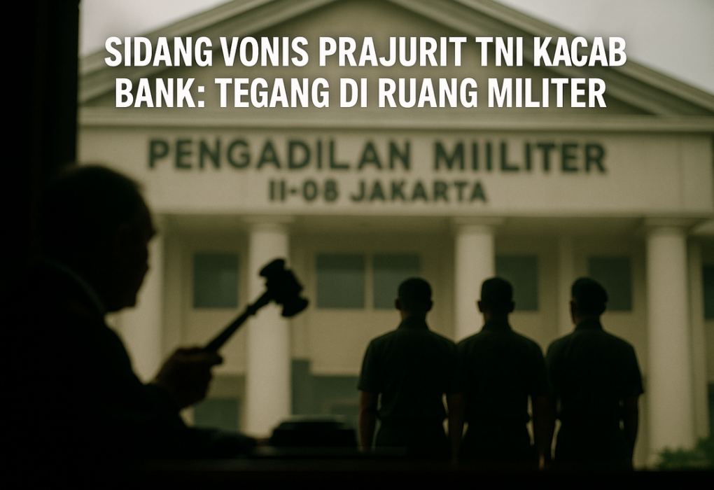 alt_text: Prajurit TNI diadili di ruang militer, suasana sidang vonis terasa tegang dan serius.