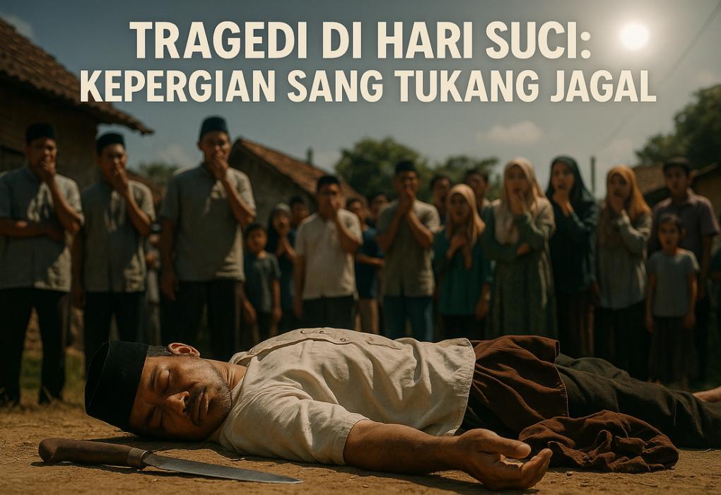 alt_text: Pisau berlumur darah tergeletak di tanah, simbol tragedi dalam ritual kurban.