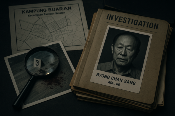 **alt_text:** Gambar ilustrasi konspirasi uang berdarah dengan latar es dan tema misteri yang gelap.