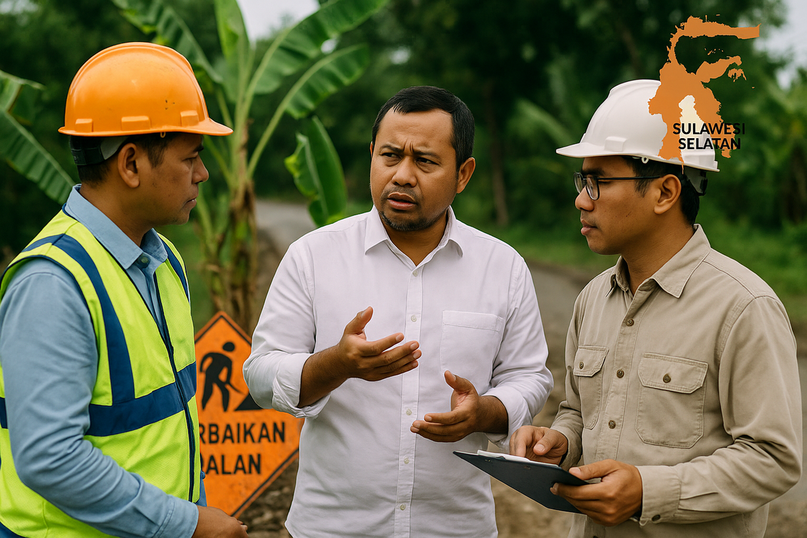 "alt_text": "Jalan rusak di daerah, pohon pisang tumbuh di retakan, pertumbuhan solusi darurat."